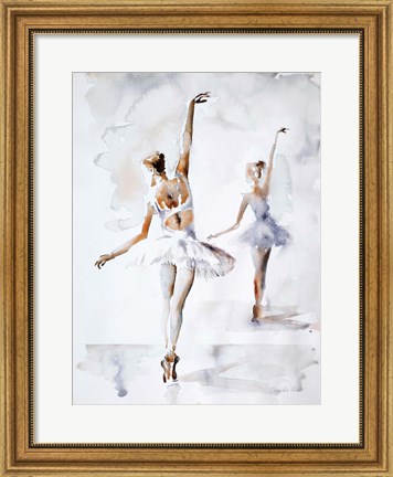 Framed Ballerina In Blue Print