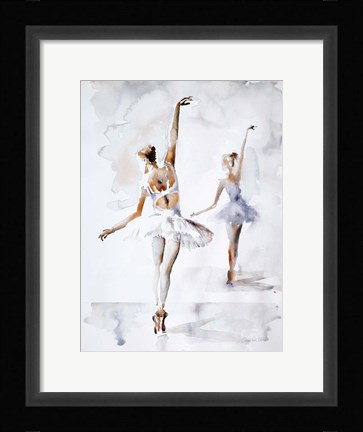 Framed Ballerina In Blue Print