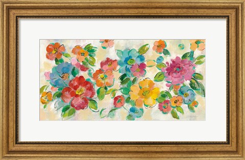 Framed Playful Floral Trio I Print