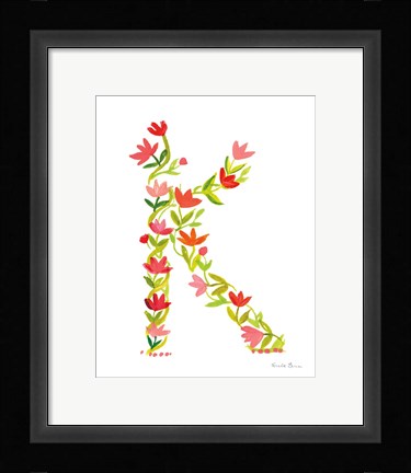 Framed Floral Alphabet Letter XI Print