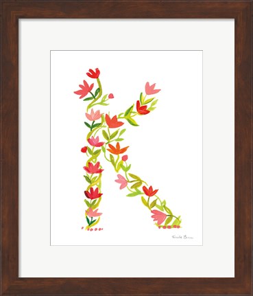 Framed Floral Alphabet Letter XI Print