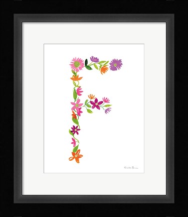 Framed Floral Alphabet Letter VI Print