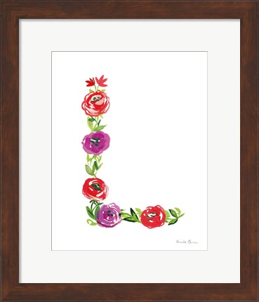 Framed Floral Alphabet Letter XII Print