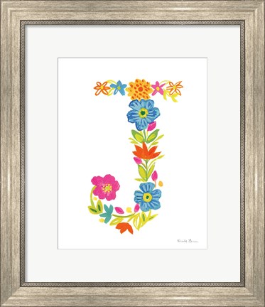 Framed Floral Alphabet Letter X Print