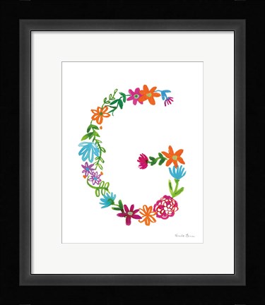 Framed Floral Alphabet Letter VII Print