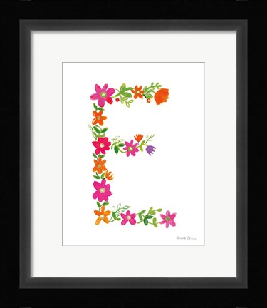 Framed Floral Alphabet Letter V Print