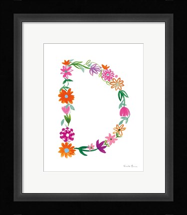 Framed Floral Alphabet Letter IV Print