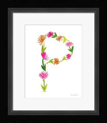Framed Floral Alphabet Letter XVI Print