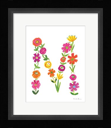 Framed Floral Alphabet Letter XIII Print