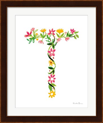 Framed Floral Alphabet Letter XX Print