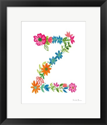 Framed Floral Alphabet Letter XXVI Print