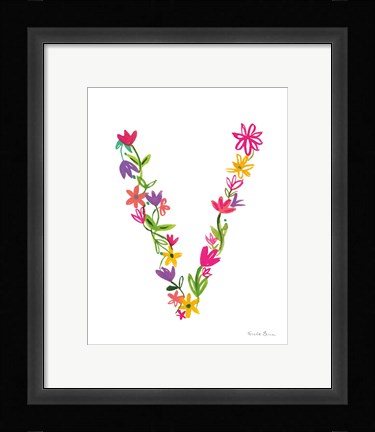 Framed Floral Alphabet Letter XXII Print