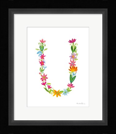 Framed Floral Alphabet Letter XXI Print