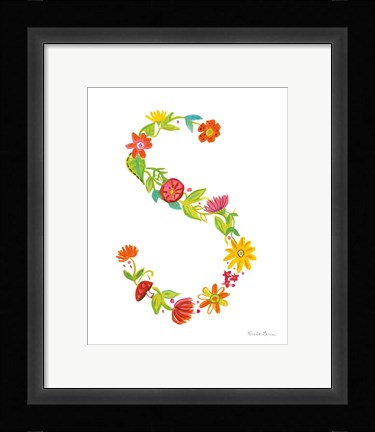 Framed Floral Alphabet Letter XIX Print