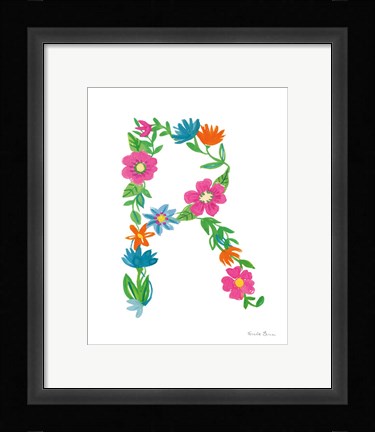 Framed Floral Alphabet Letter XVIII Print