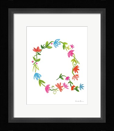 Framed Floral Alphabet Letter XVII Print