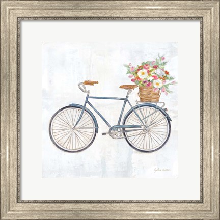 Framed Vintage Bike With Flower Basket II Print