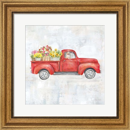Framed Vintage Red Truck Print