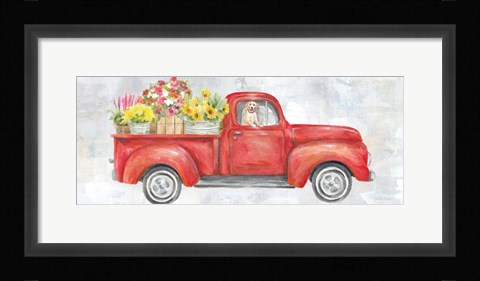 Framed Vintage Red Truck Panel Print