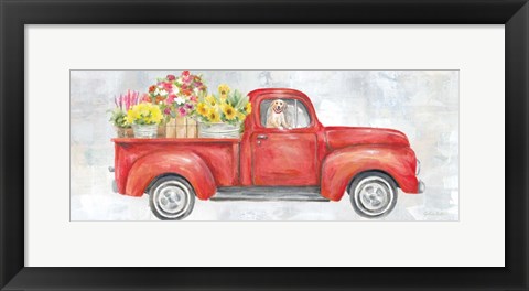 Framed Vintage Red Truck Panel Print