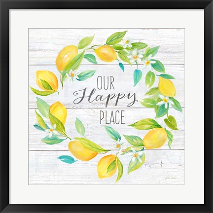 Framed Our Happy Place Lemon Wreath Print