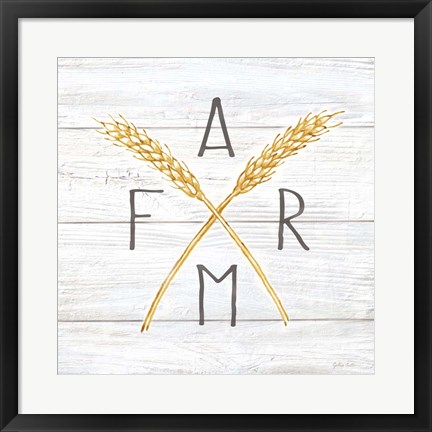 Framed Farmhouse Stamp Wheat Print