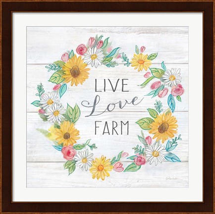 Framed Farmhouse Stamp Wreath Print