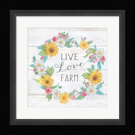 Framed Farmhouse Stamp Wreath Print