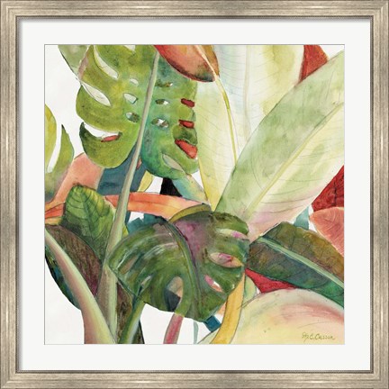 Framed Tropical Lush Garden square I Print