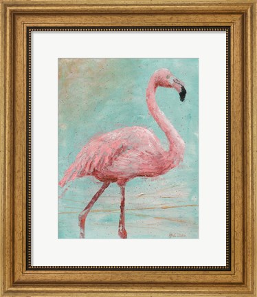 Framed Pink Flamingo I Print