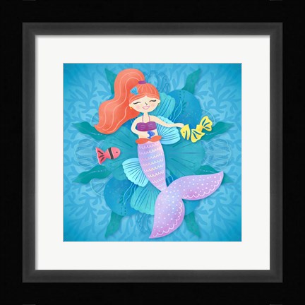 Framed Mermaid Red Hair Print