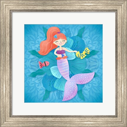 Framed Mermaid Red Hair Print