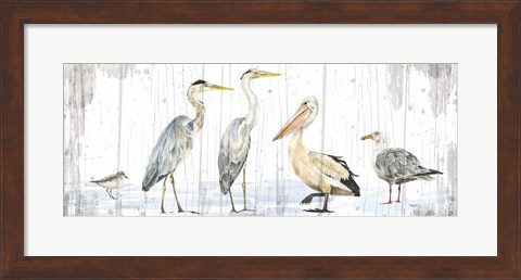 Framed Birds of the Coast Rustic Panel Print
