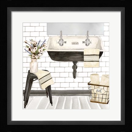 Framed Farmhouse Bath II Sink Print