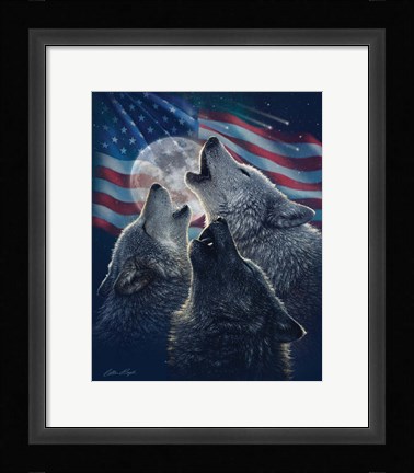 Framed Wolf Trinity Patriotic Print