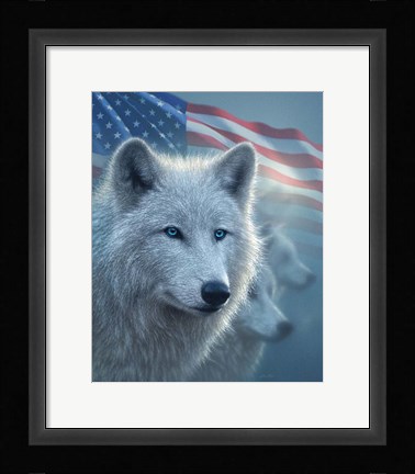 Framed Arctic Wolves America Print