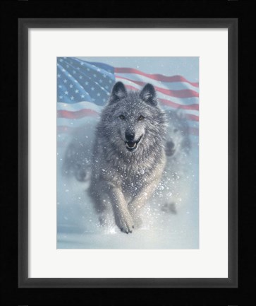 Framed Running Wolves America Print