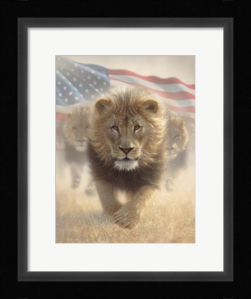 Framed Running Lions America Print