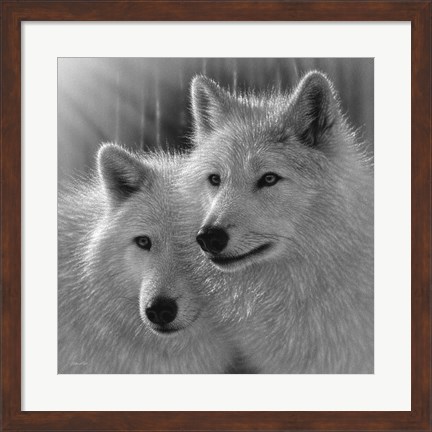 Framed Wolves - Sunlit Soulmates - B&amp;W Print