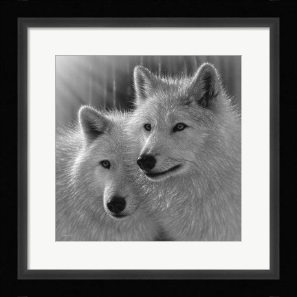 Framed Wolves - Sunlit Soulmates - B&amp;W Print