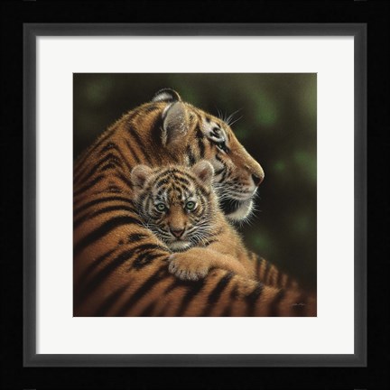 Framed Tiger Mother and Cub - Cherished Print