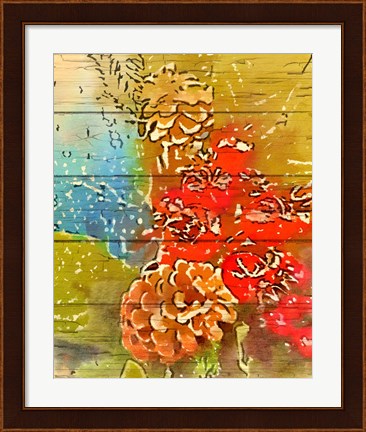 Framed Pinecone and Berries Print