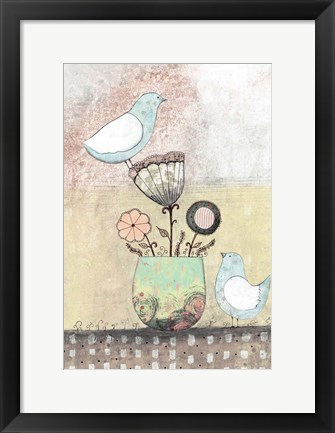 Framed Birds Together - Floral Print