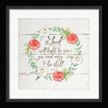 Framed Be Still Wreath Print