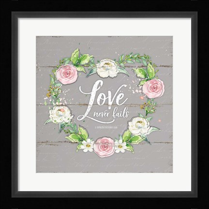 Framed Love Wreath - Gray Print