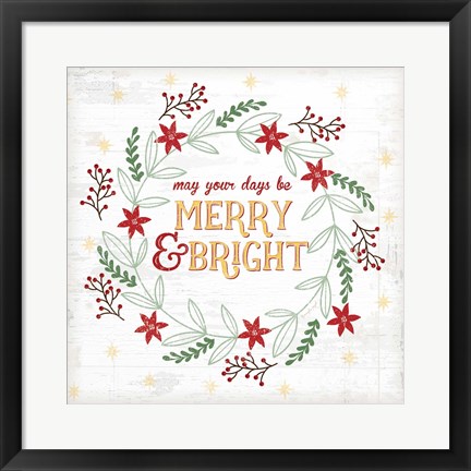 Framed Merry and Bright Print