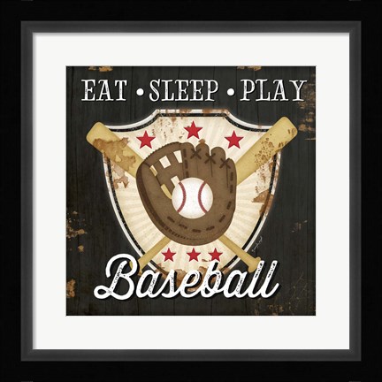 Framed Eat, Sleep, Play, Baseball Print