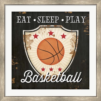 Framed Eat, Sleep, Play, Basketball Print