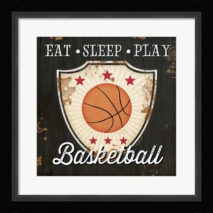 Framed Eat, Sleep, Play, Basketball Print