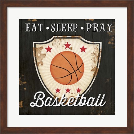 Framed Eat, Sleep, Pray, Basketball Print